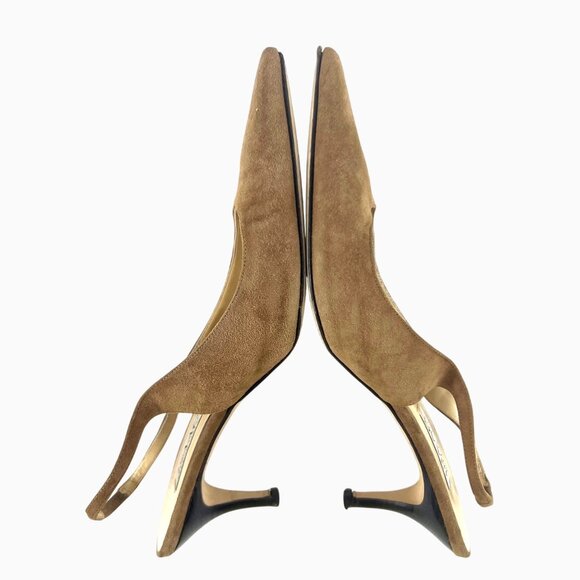 Isaac Mizrahi Womens 10M Camel Brown Career Suede 2.5" Slingback Pumps Heels - Picture 12 of 13
